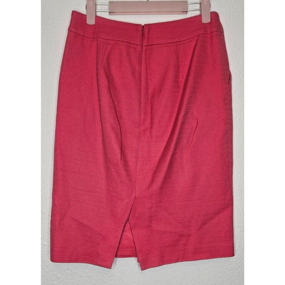 Banana Republic Womens Pencil Skirt 2 Hot Pink Cotton Pleated Back Slit Classic - Picture 6 of 9